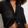 Eyelet Lace Island Shirt in Black